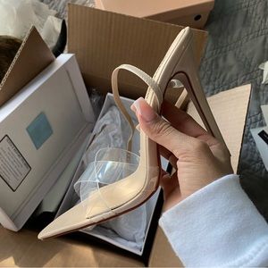 Revolve , Superdown, nude/clear heels